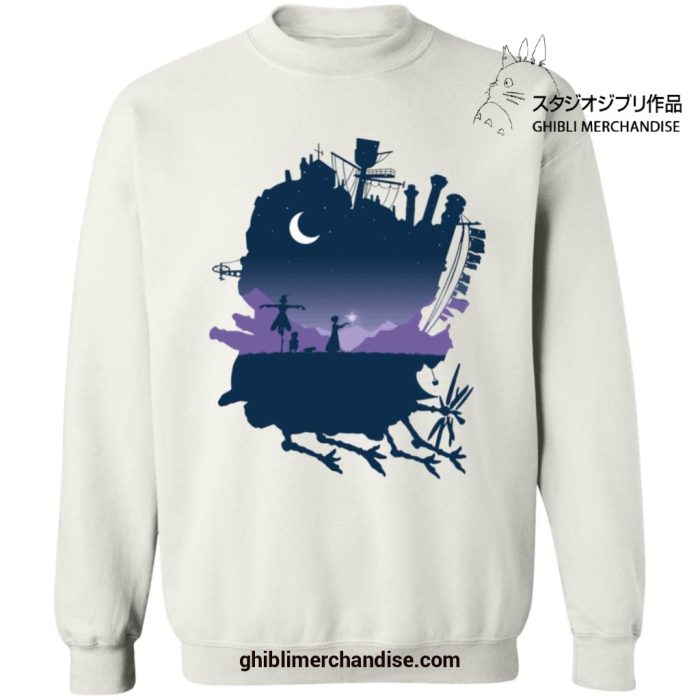 Howls Moving Castle Night Scene Sweatshirt White / S