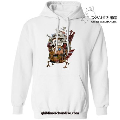 Howls Moving Castle Smoking Hoodie White / S