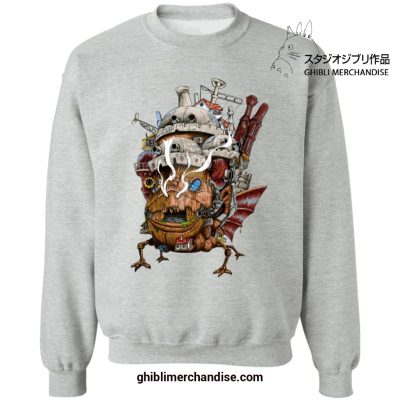 Howls Moving Castle Smoking Sweatshirt Gray / S