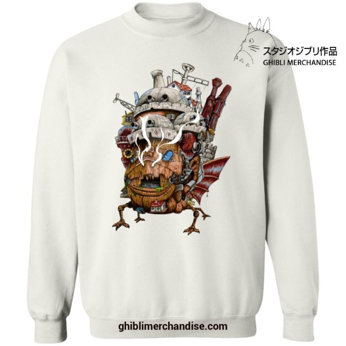 Howls Moving Castle Smoking Sweatshirt White / S