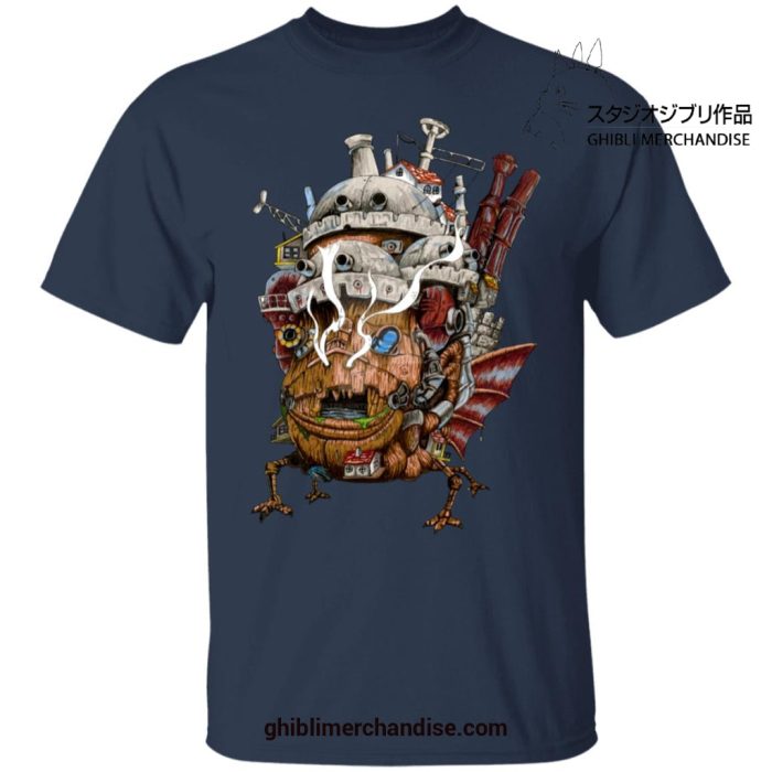 Howls Moving Castle Smoking T-Shirt Navy Blue / S