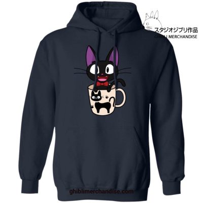 Jiji In The Cat Cup Hoodie Navy Blue / S