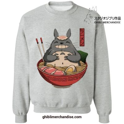 My Neighbor Totoro In The Ramen Bowl Sweatshirt Gray / S