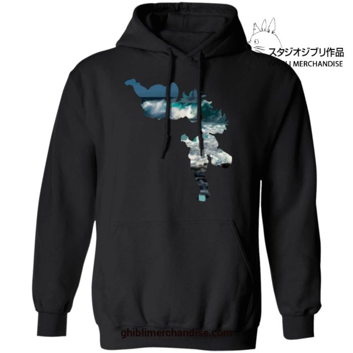 Ponyo And Sasuke Cutout Style Hoodie Black / S