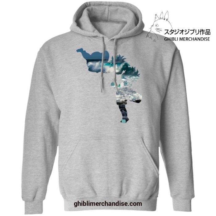 Ponyo And Sasuke Cutout Style Hoodie Gray / S