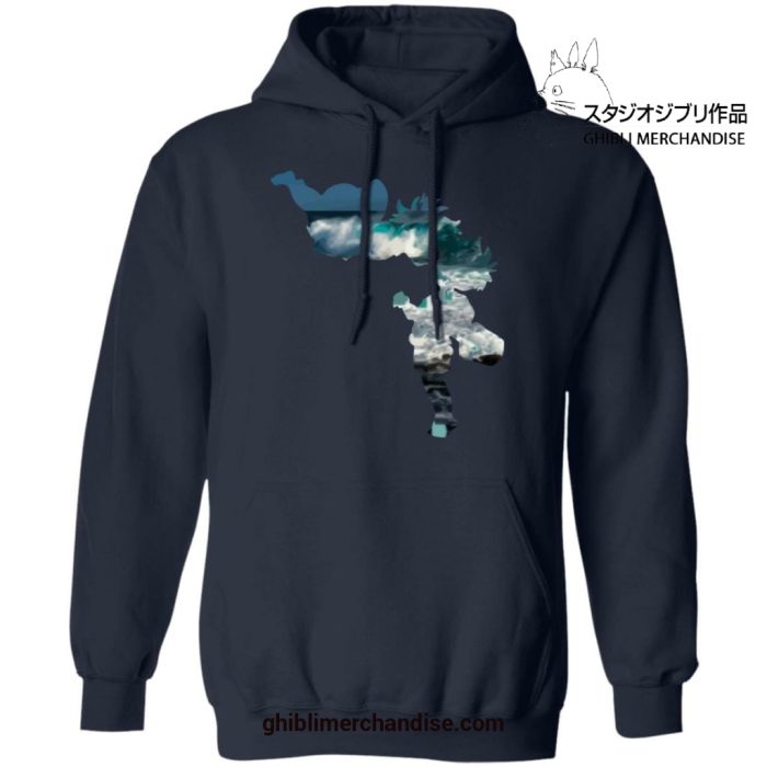 Ponyo And Sasuke Cutout Style Hoodie Navy Blue / S