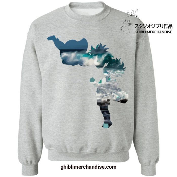 Ponyo And Sasuke Cutout Style Sweatshirt Gray / S