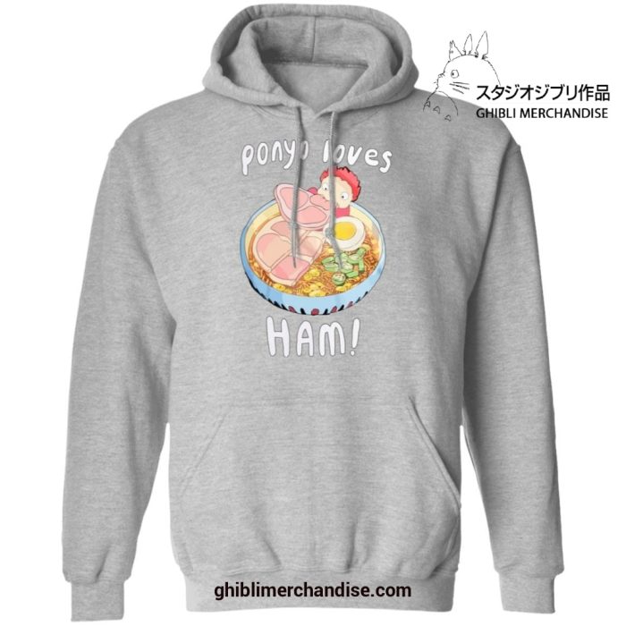 Ponyo Loves Ham Hoodie Gray / S