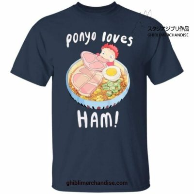 Ponyo Loves Ham T-Shirt Navy Blue / S