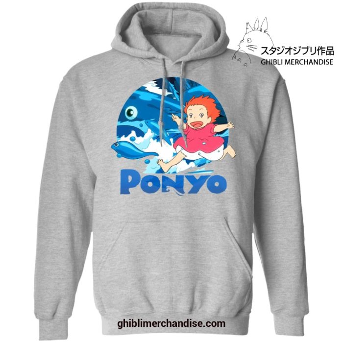 Ponyo On The Waves Hoodie Gray / S