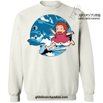 Ponyo On The Waves Sweatshirt White / S