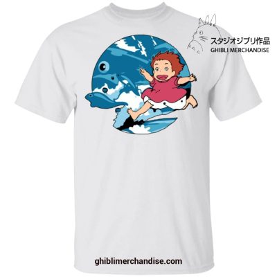 Ponyo On The Waves T-Shirt White / S