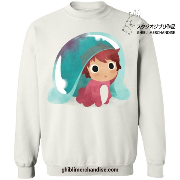 Ponyo Water Color Art Style Sweatshirt White / S