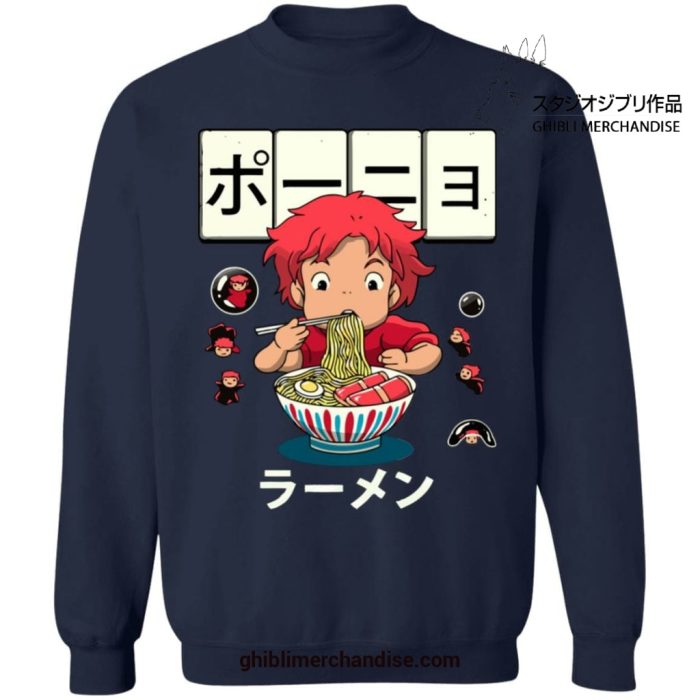 Ponyo With First Ramen Sweatshirt Navy Blue / S