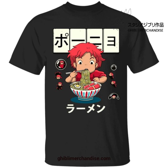 Ponyo With First Ramen T-Shirt Black / S