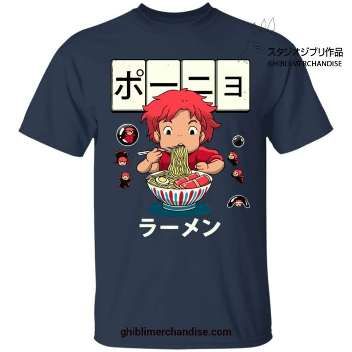 Ponyo With First Ramen T-Shirt Navy Blue / S