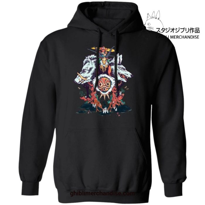 Princess Mononoke Characters Hoodie Black / S