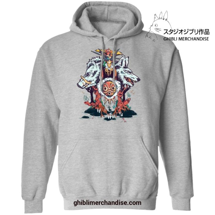 Princess Mononoke Characters Hoodie Gray / S