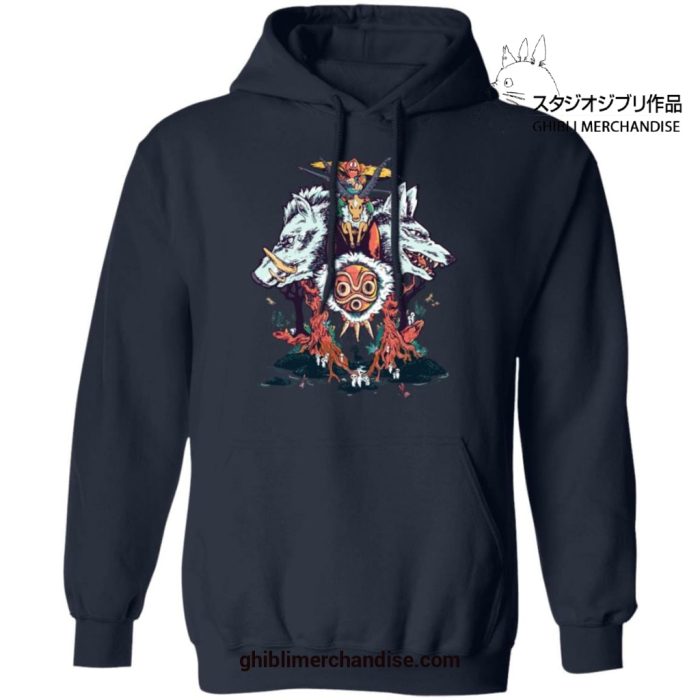 Princess Mononoke Characters Hoodie Navy Blue / S