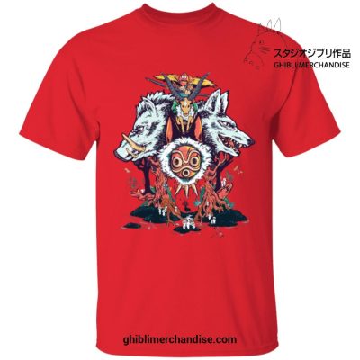 Princess Mononoke Characters T-Shirt Red / S