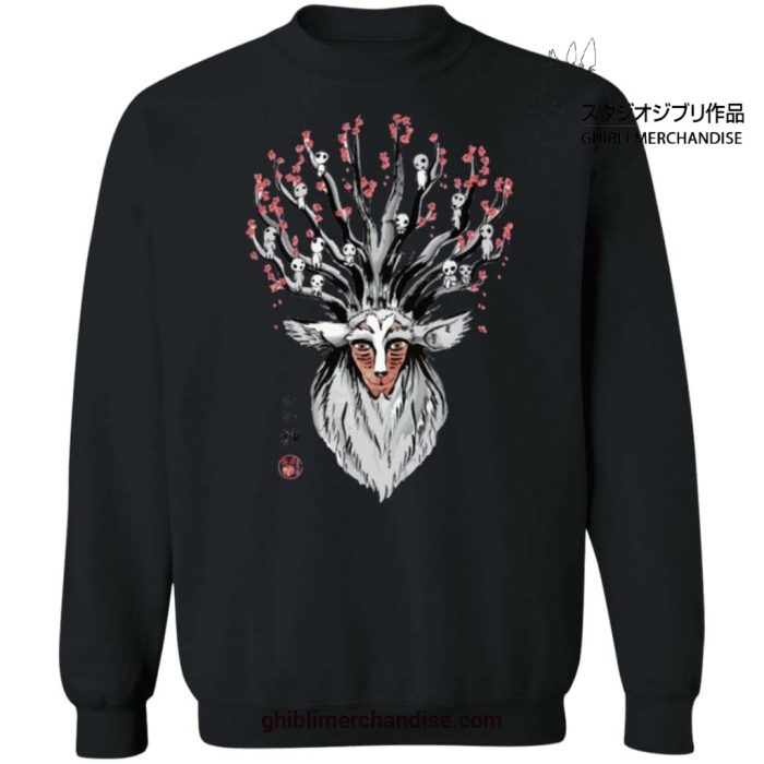 Princess Mononoke Forest Spirit Shishigami And Sakura Sweatshirt Black / S