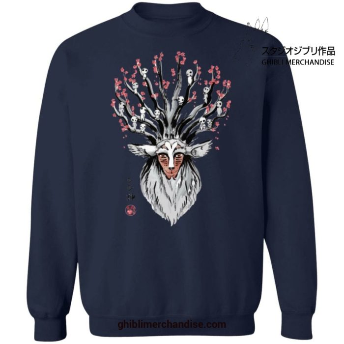 Princess Mononoke Forest Spirit Shishigami And Sakura Sweatshirt Navy Blue / S