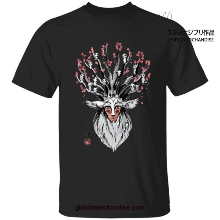 Princess Mononoke Forest Spirit Shishigami And Sakura T-Shirt Black / S