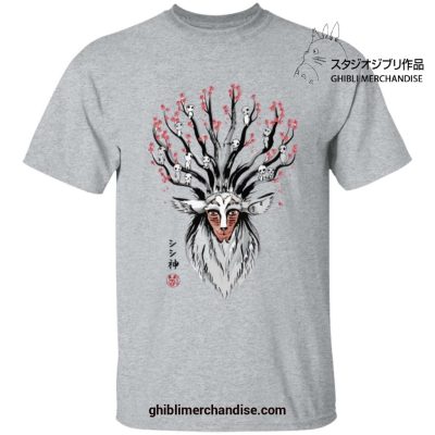 Princess Mononoke Forest Spirit Shishigami And Sakura T-Shirt Gray / S