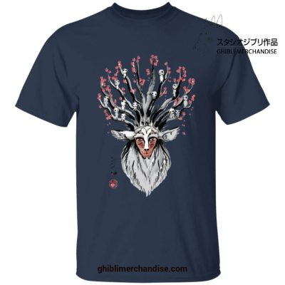 Princess Mononoke Forest Spirit Shishigami And Sakura T-Shirt Navy Blue / S