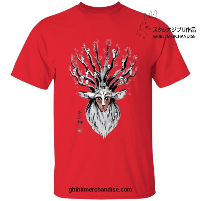 Princess Mononoke Forest Spirit Shishigami And Sakura T-Shirt Red / S