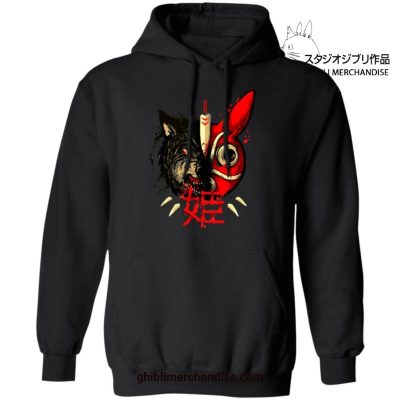 Princess Mononoke Half Wolf & Mask Hoodie Black / S