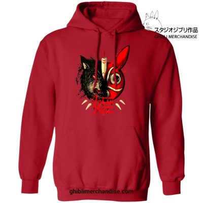 Princess Mononoke Half Wolf & Mask Hoodie Red / S