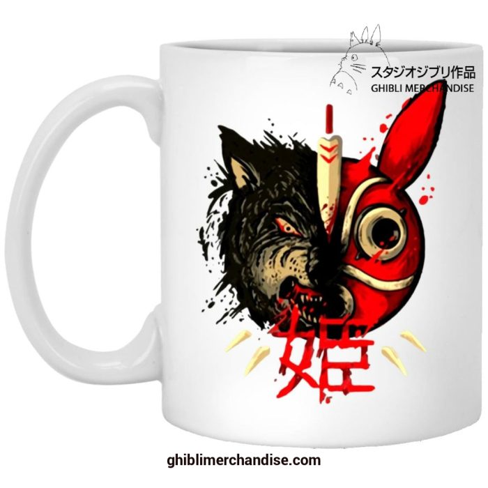 Princess Mononoke Half Wolf & Mask Mug