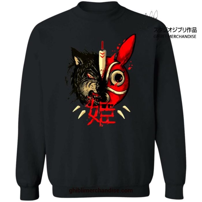 Princess Mononoke Half Wolf & Mask Sweatshirt Black / S