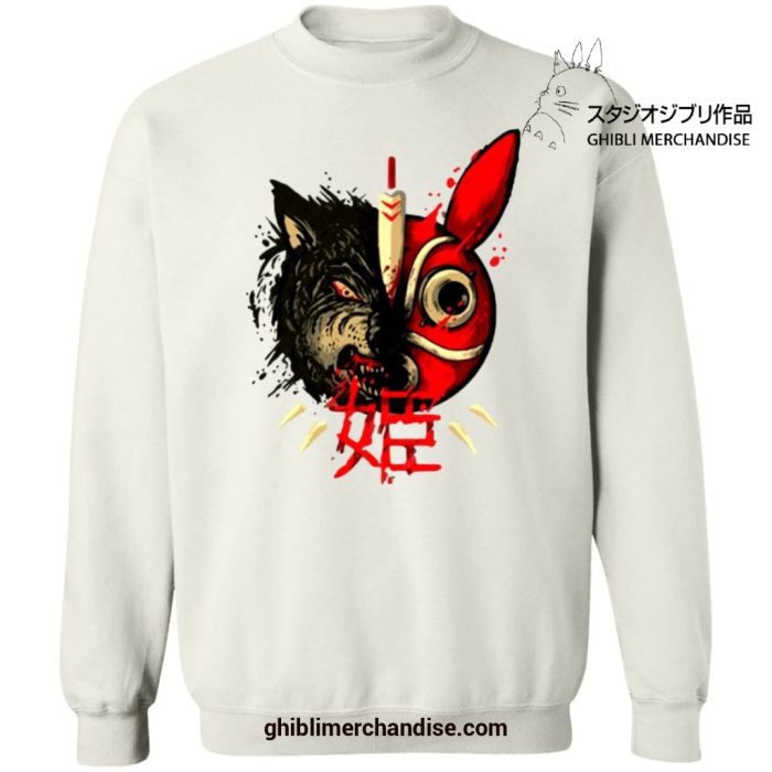 Princess Mononoke Half Wolf & Mask Sweatshirt White / S