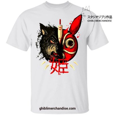 Princess Mononoke Half Wolf & Mask T-Shirt White / S