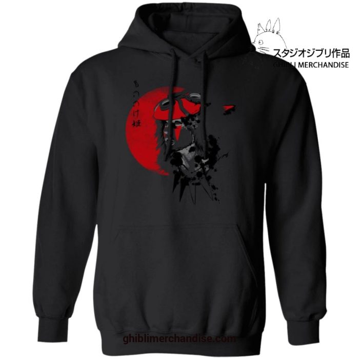 Princess Mononoke In Red Moon Hoodie Black / S