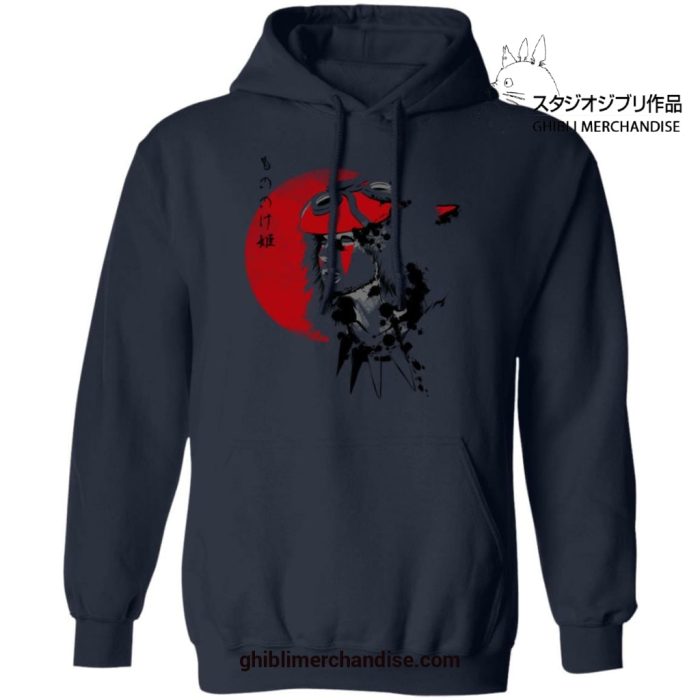 Princess Mononoke In Red Moon Hoodie Navy Blue / S