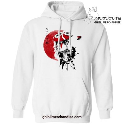 Princess Mononoke In Red Moon Hoodie White / S