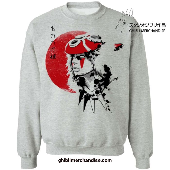 Princess Mononoke In Red Moon Sweatshirt Gray / S