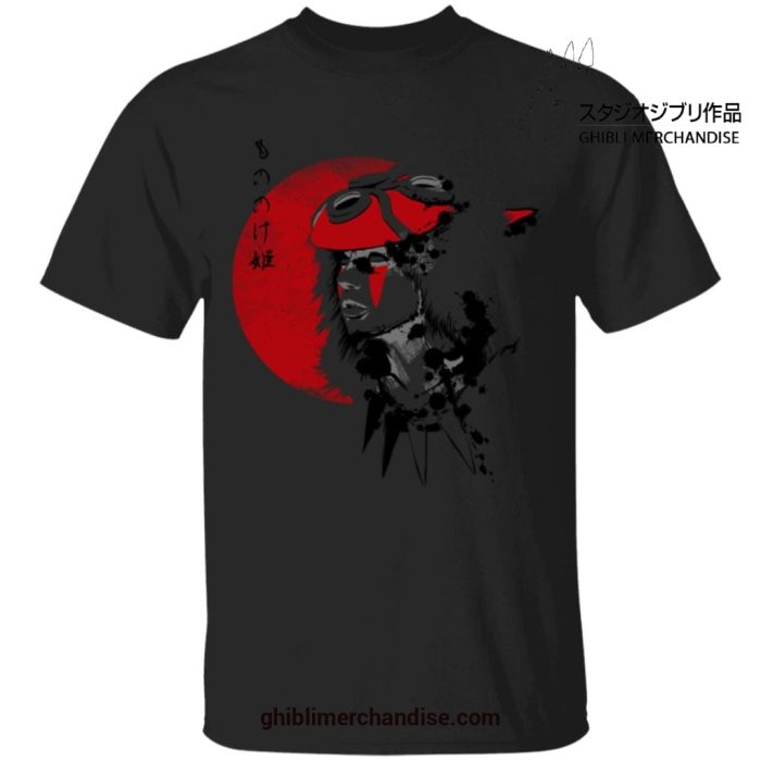 Princess Mononoke In Red Moon T-Shirt Black / S