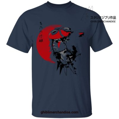 Princess Mononoke In Red Moon T-Shirt Navy Blue / S