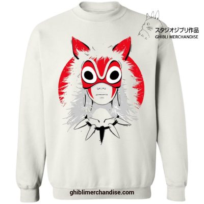 Princess Mononoke With Mask Sweatshirt White / S