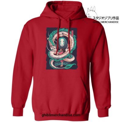 Spirited Away Dragon Haku With Chihiro And No Face Hoodie Red / S