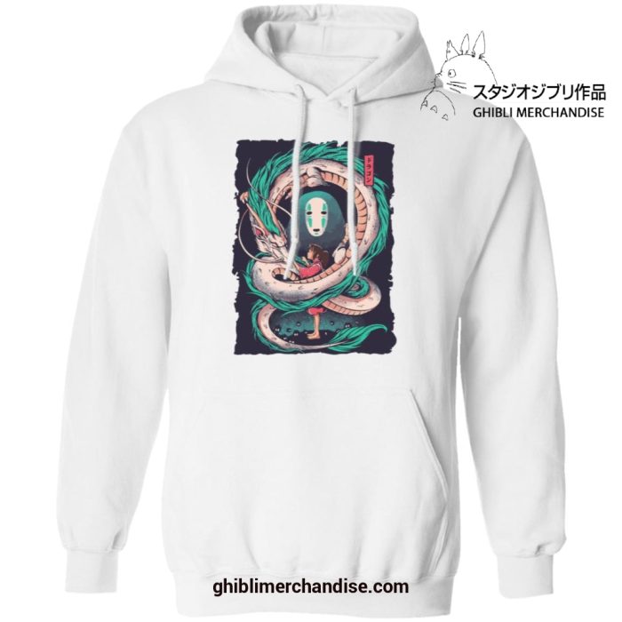 Spirited Away Dragon Haku With Chihiro And No Face Hoodie White / S