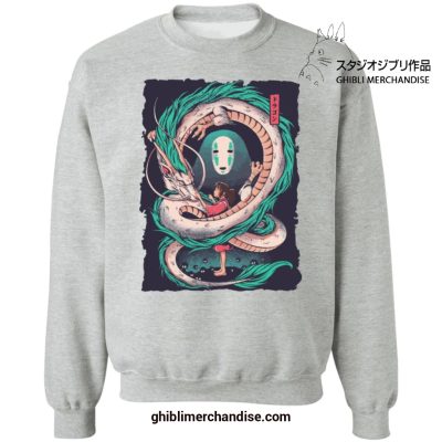 Spirited Away Dragon Haku With Chihiro And No Face Sweatshirt Gray / S