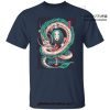 Spirited Away Dragon Haku With Chihiro And No Face T-Shirt Navy Blue / S