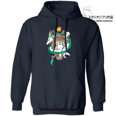 Studio Ghibli Movies Cute Hoodie Navy Blue / S