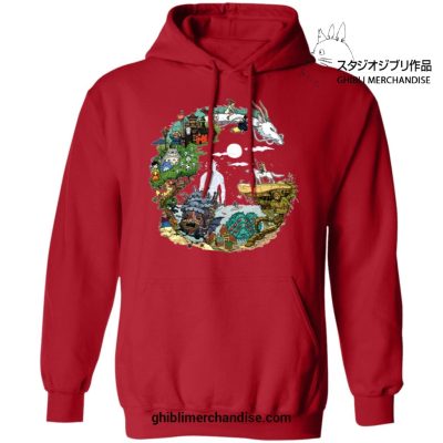 Studio Ghibli Movies In Circle Hoodie Red / S