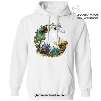 Studio Ghibli Movies In Circle Hoodie White / S